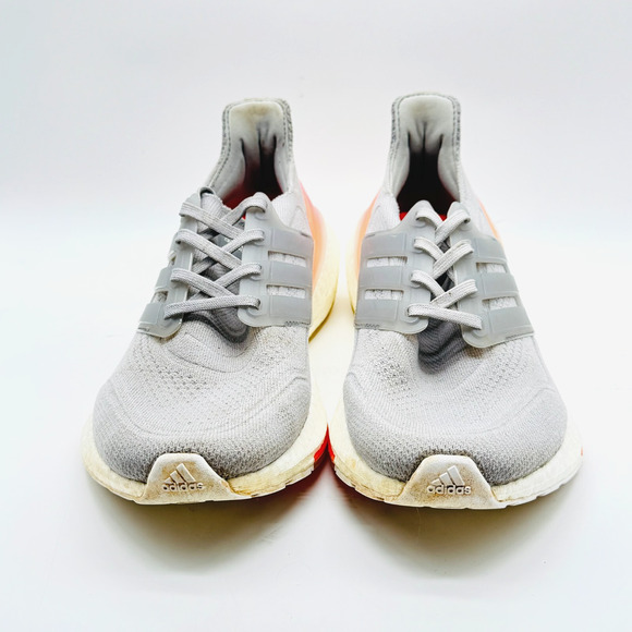 Adidas UltraBoost 21 Womens 8 Gray White Knit Sneakers Running Shoes Trainer - Picture 8 of 10